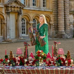 Mrs. Alice Decorative Festive Tree with Red & Green Tartan Bow< Christmas Decorations