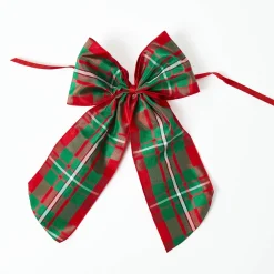 Mrs. Alice Decorative Festive Tree with Red & Green Tartan Bow< Christmas Decorations