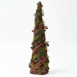 Mrs. Alice Decorative Festive Tree with Red & Green Tartan Bow< Christmas Decorations