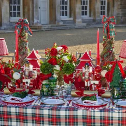 Mrs. Alice Decorative Festive Tree with Red & Green Tartan Bow< Christmas Decorations