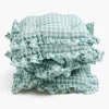 Mrs. Alice Duck Egg Blue Gingham Ruffle Seat Pad Cushions (Set of 4)< Cushions