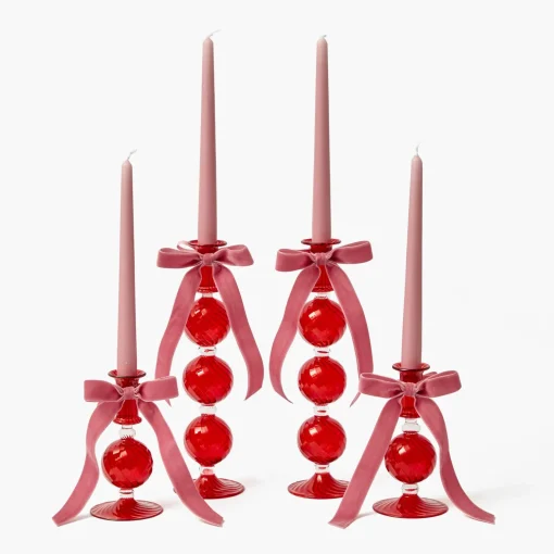 Mrs. Alice Dusty Pink Velvet Bow (Set of 4) - 20cm< Napkin Rings & Bows