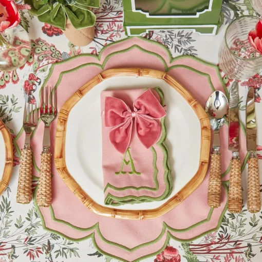 Mrs. Alice Dusty Pink Velvet Napkin Bows (Set of 4)< Napkin Rings & Bows