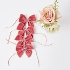 Mrs. Alice Dusty Pink Velvet Napkin Bows (Set of 4)< Napkin Rings & Bows