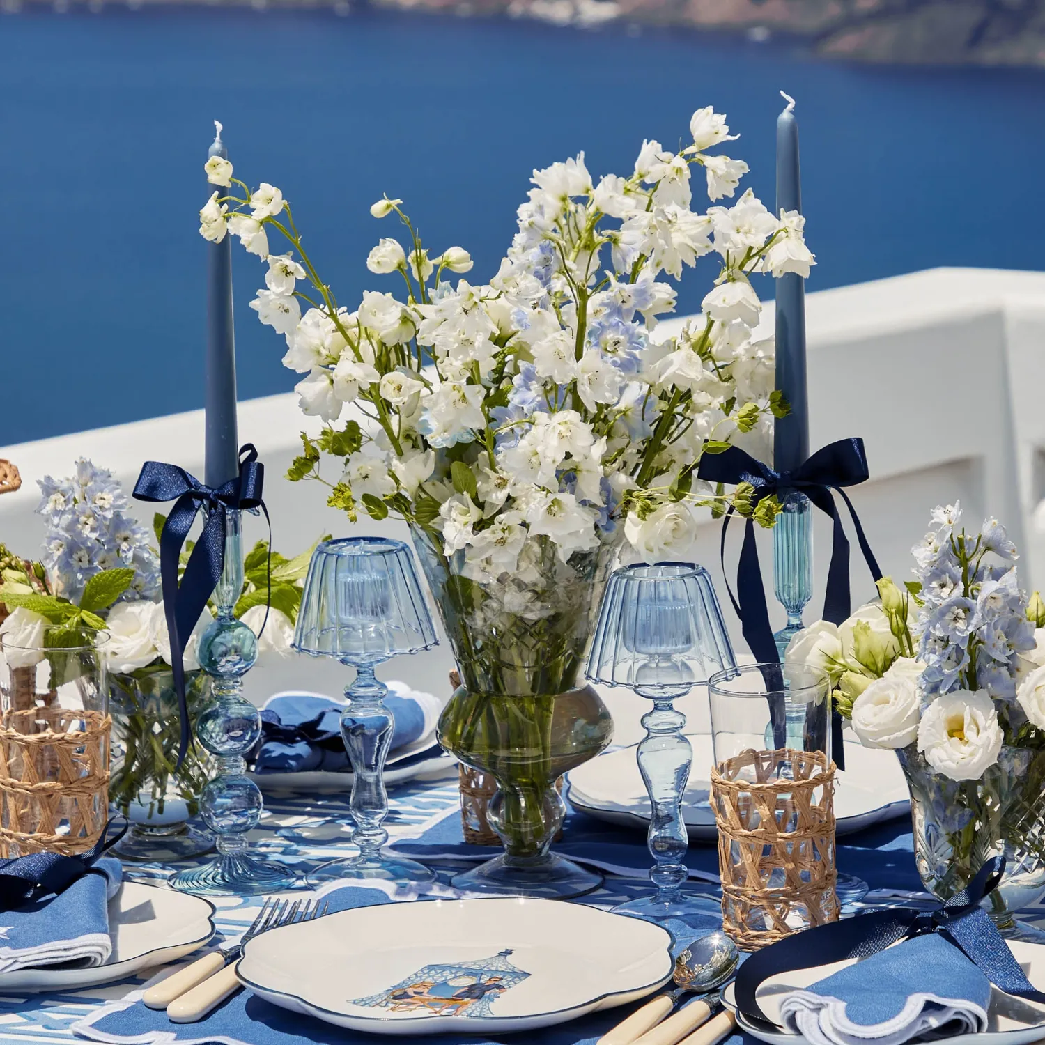 Mrs. Alice Eden Blue Candle Set (Navy)< Summer Glassware | Summer Candleware