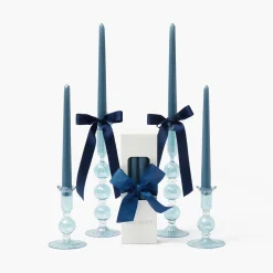 Mrs. Alice Eden Blue Candle Set (Navy)< Summer Glassware | Summer Candleware