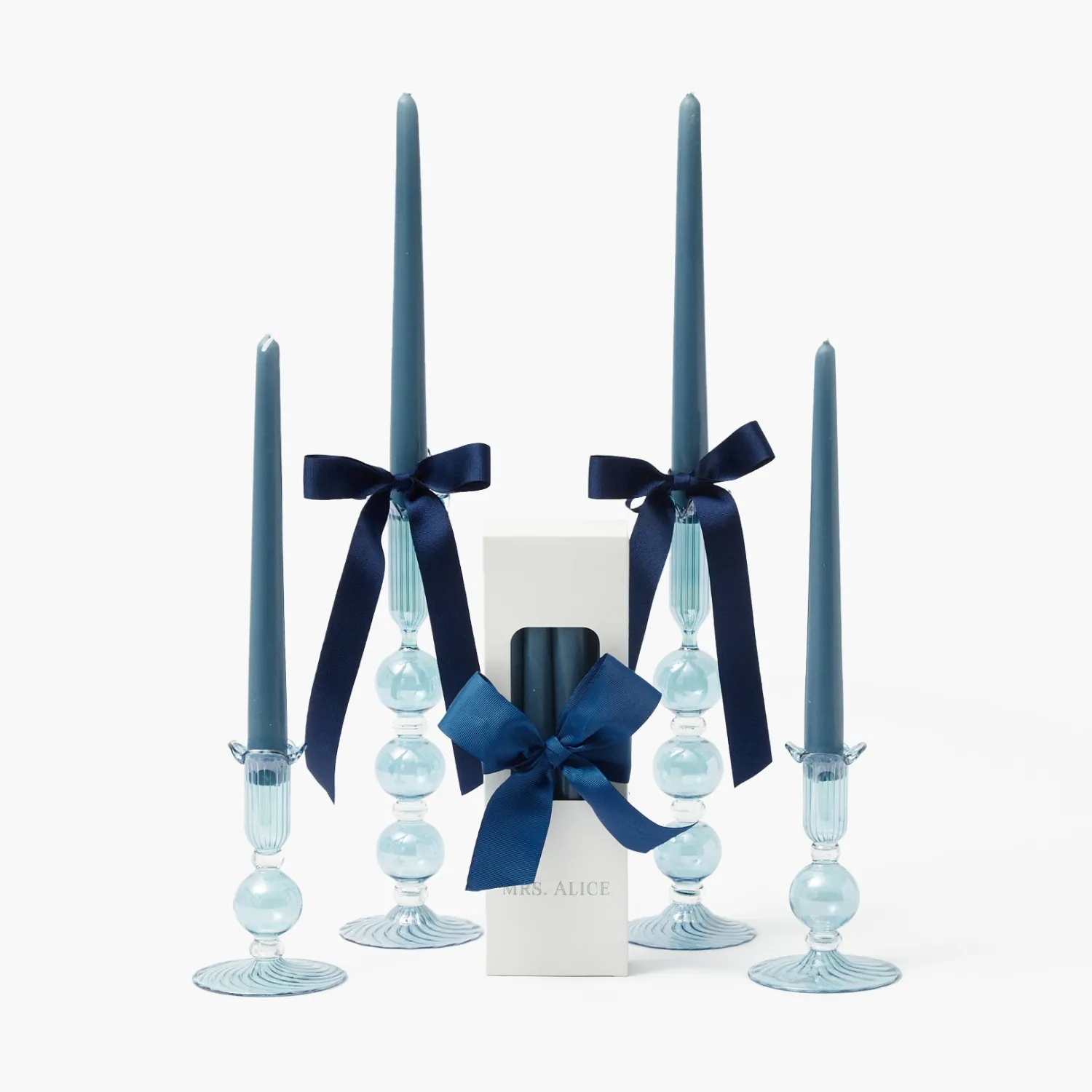 Mrs. Alice Eden Blue Candle Set (Navy)< Summer Glassware | Summer Candleware