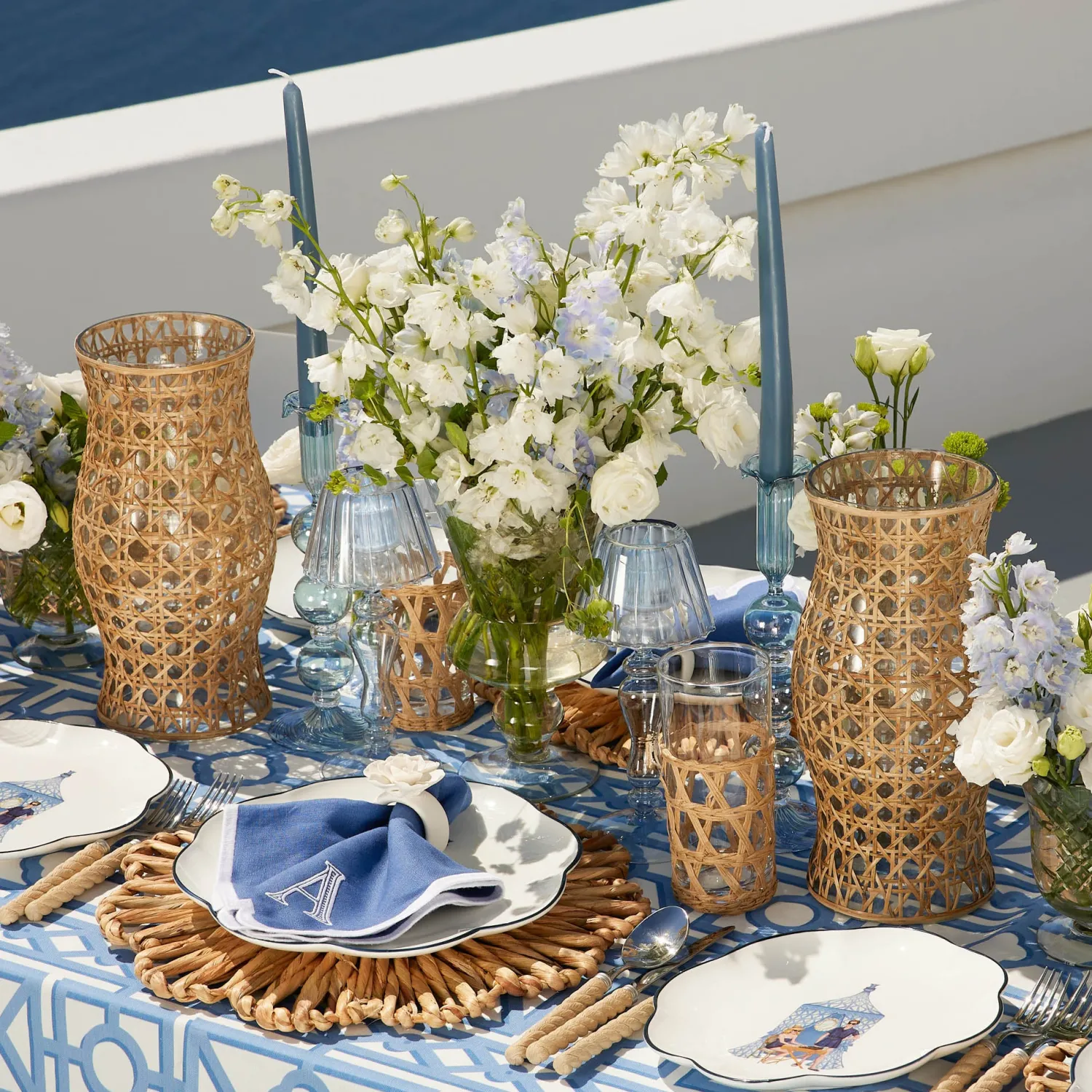 Mrs. Alice Eden Blue Candle Set (Navy)< Summer Glassware | Summer Candleware