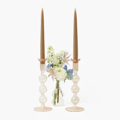 Mrs. Alice Eden Chestnut Candle Holder (Pair)< Summer Glassware | Summer Candleware