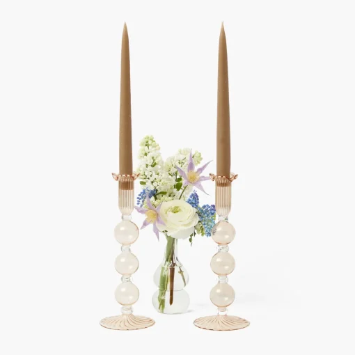 Mrs. Alice Eden Chestnut Candle Holder (Pair)< Summer Glassware | Summer Candleware