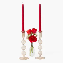 Mrs. Alice Eden Chestnut Candle Holder (Pair)< Summer Glassware | Summer Candleware