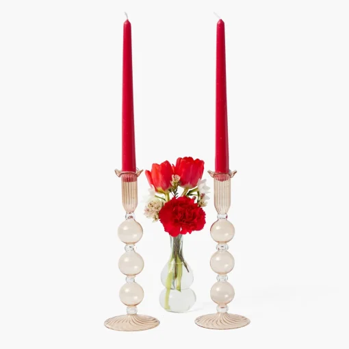 Mrs. Alice Eden Chestnut Candle Holder (Pair)< Summer Glassware | Summer Candleware