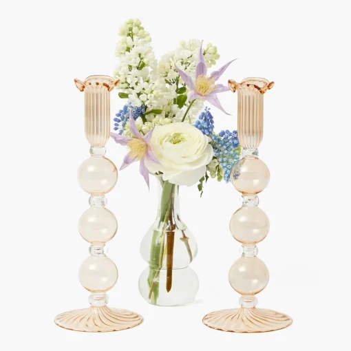 Mrs. Alice Eden Chestnut Candle Holder (Pair)< Summer Glassware | Summer Candleware