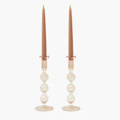 Mrs. Alice Eden Chestnut Candle Holder (Pair)< Summer Glassware | Summer Candleware