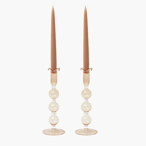 Mrs. Alice Eden Chestnut Candle Holder (Pair)< Summer Glassware | Summer Candleware
