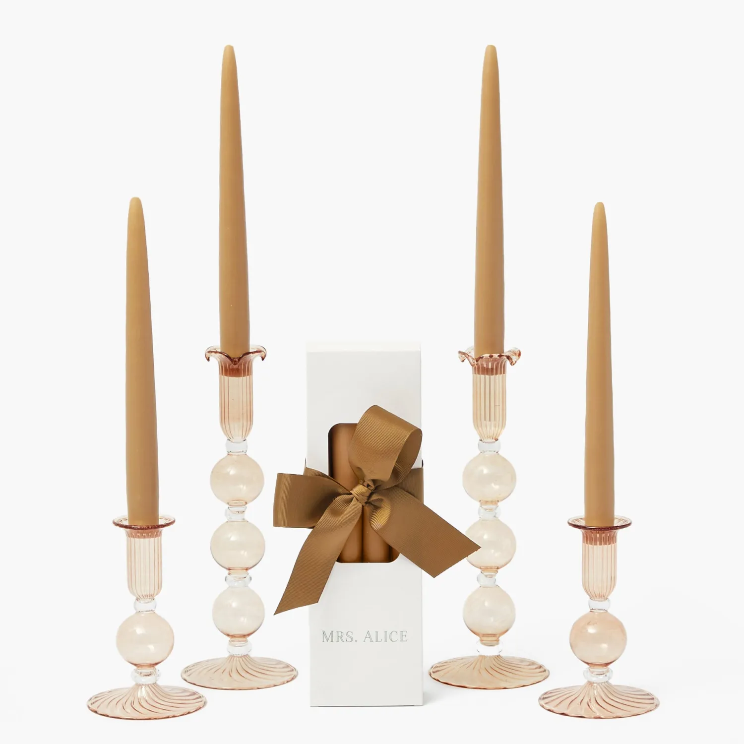 Mrs. Alice Eden Chestnut Candle Set< Summer Glassware | Summer Candleware