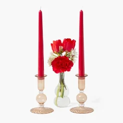 Mrs. Alice Eden Chestnut Ribboned Candle Set (Red)< Candles | Candlescapes