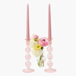 Mrs. Alice Eden Pink Candle Holder (Pair)< Summer Candleware | Candle Holders