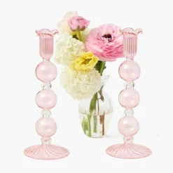 Mrs. Alice Eden Pink Candle Holder (Pair)< Summer Candleware | Candle Holders