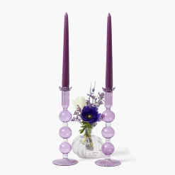 Mrs. Alice Eden Purple Candle Holder (Pair)< Candle Holders