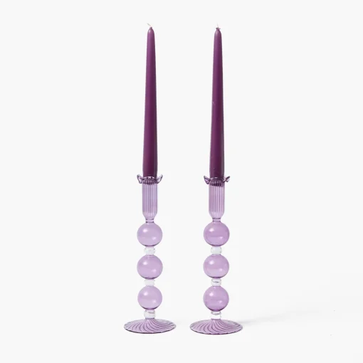 Mrs. Alice Eden Purple Candle Holder (Pair)< Candle Holders