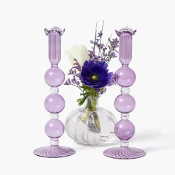 Mrs. Alice Eden Purple Candle Holder (Pair)< Candle Holders