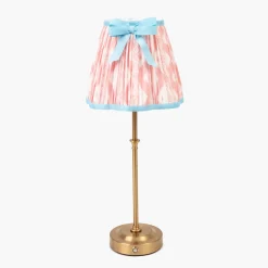 Mrs. Alice Edie Rechargeable Lamp with Pink & Blue Ikat Bow Shade (18cm)< Rechargeable Table Lamps
