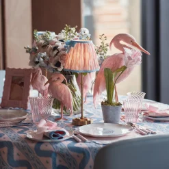 Mrs. Alice Edie Rechargeable Lamp with Pink & Blue Ikat Bow Shade (18cm)< Rechargeable Table Lamps