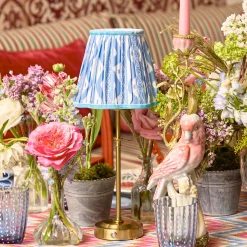 Mrs. Alice Edie Rechargeable Lamp with Blue Ikat Shade (18cm)< Rechargeable Table Lamps | Summer Lighting