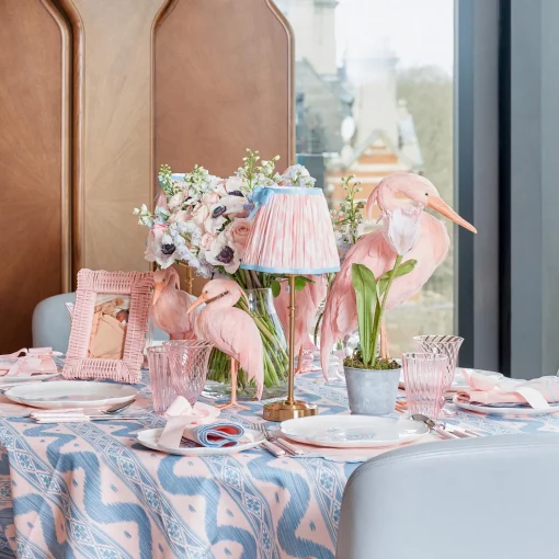 Mrs. Alice Edie Rechargeable Lamp with Pink & Blue Ikat Bow Shade (18cm)< Rechargeable Table Lamps