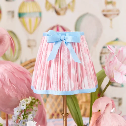 Mrs. Alice Edie Rechargeable Lamp with Pink & Blue Ikat Bow Shade (18cm)< Rechargeable Table Lamps
