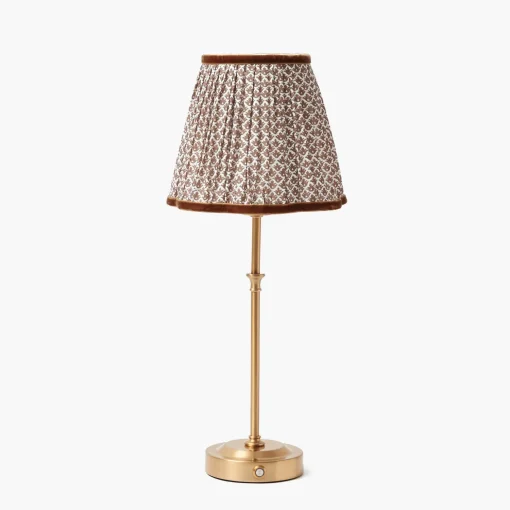 Mrs. Alice Edie Tall Rechargeable Lamp with Chocolate Lotus Shade (18cm)< Rechargeable Table Lamps