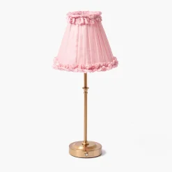 Mrs. Alice Edie Tall Rechargeable Lamp with Pale Pink Frilled Silk Shade (18cm)< Rechargeable Table Lamps