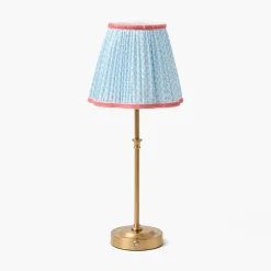 Mrs. Alice Edie Tall Rechargeable Lamp with Soft Blue & Coral Lotus Shade (18cm)< Rechargeable Table Lamps