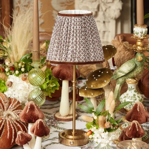 Mrs. Alice Edie Tall Rechargeable Lamp with Chocolate Lotus Shade (18cm)< Rechargeable Table Lamps