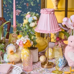 Mrs. Alice Edie Tall Rechargeable Lamp with Pale Pink Frilled Silk Shade (18cm)< Rechargeable Table Lamps