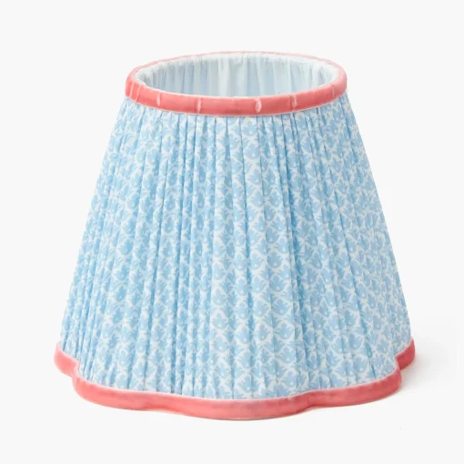 Mrs. Alice Edie Tall Rechargeable Lamp with Soft Blue & Coral Lotus Shade (18cm)< Rechargeable Table Lamps