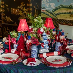 Mrs. Alice Edie Tall Rechargeable Lamp with Red Frilled Shade (18cm)< Rechargeable Table Lamps