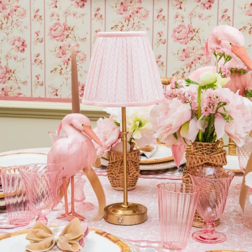 Mrs. Alice Edie Tall Rechargeable Lamp with Pink Lotus Shade (18cm)< Rechargeable Table Lamps