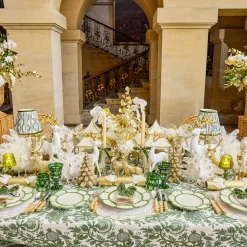 Mrs. Alice Edie Tall Rechargeable Lamp with Olive Green Ikat Shade (18cm)< Rechargeable Table Lamps