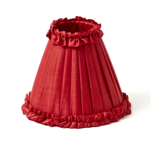 Mrs. Alice Edie Tall Rechargeable Lamp with Red Frilled Shade (18cm)< Rechargeable Table Lamps
