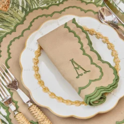 Mrs. Alice Edith Sand & Green Napkins (Set of 4)< Summer Table Linen | Napkins