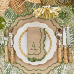 Mrs. Alice Edith Sand & Green Placemats & Napkins (Set of 4)< Summer Table Linen | Table Linen Sets
