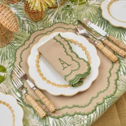 Mrs. Alice Edith Sand & Green Placemats (Set of 4)< Summer Table Linen | Placemats