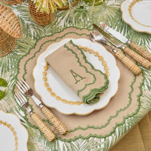 Mrs. Alice Edith Sand & Green Placemats (Set of 4)< Summer Table Linen | Placemats