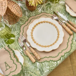 Mrs. Alice Edith Sand & Green Placemats & Napkins (Set of 4)< Summer Table Linen | Table Linen Sets