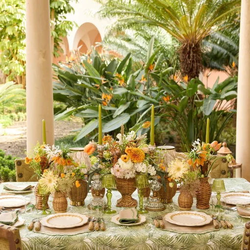 Mrs. Alice Edith Sand & Green Placemats & Napkins (Set of 4)< Summer Table Linen | Table Linen Sets