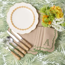 Mrs. Alice Edith Sand & Green Placemats (Set of 4)< Summer Table Linen | Placemats