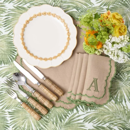 Mrs. Alice Edith Sand & Green Placemats (Set of 4)< Summer Table Linen | Placemats