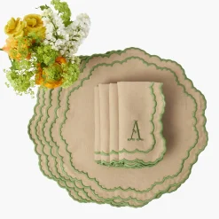 Mrs. Alice Edith Sand & Green Placemats (Set of 4)< Summer Table Linen | Placemats